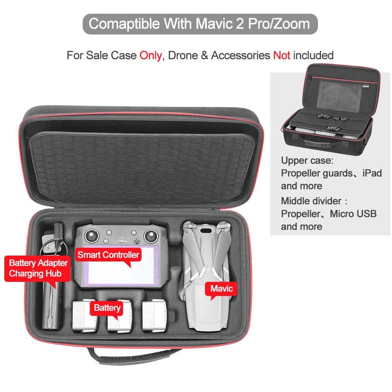 RLSOCO Hard Case for DJI Air 2/2S/Mavic 2 Pro & DJI RC Pro/Smart Controller/Stock Controller - Fits Accessories:Controller,Drone Body,Batteries,Charger,Charging Hub,Propellers (Case Only) - Image 2